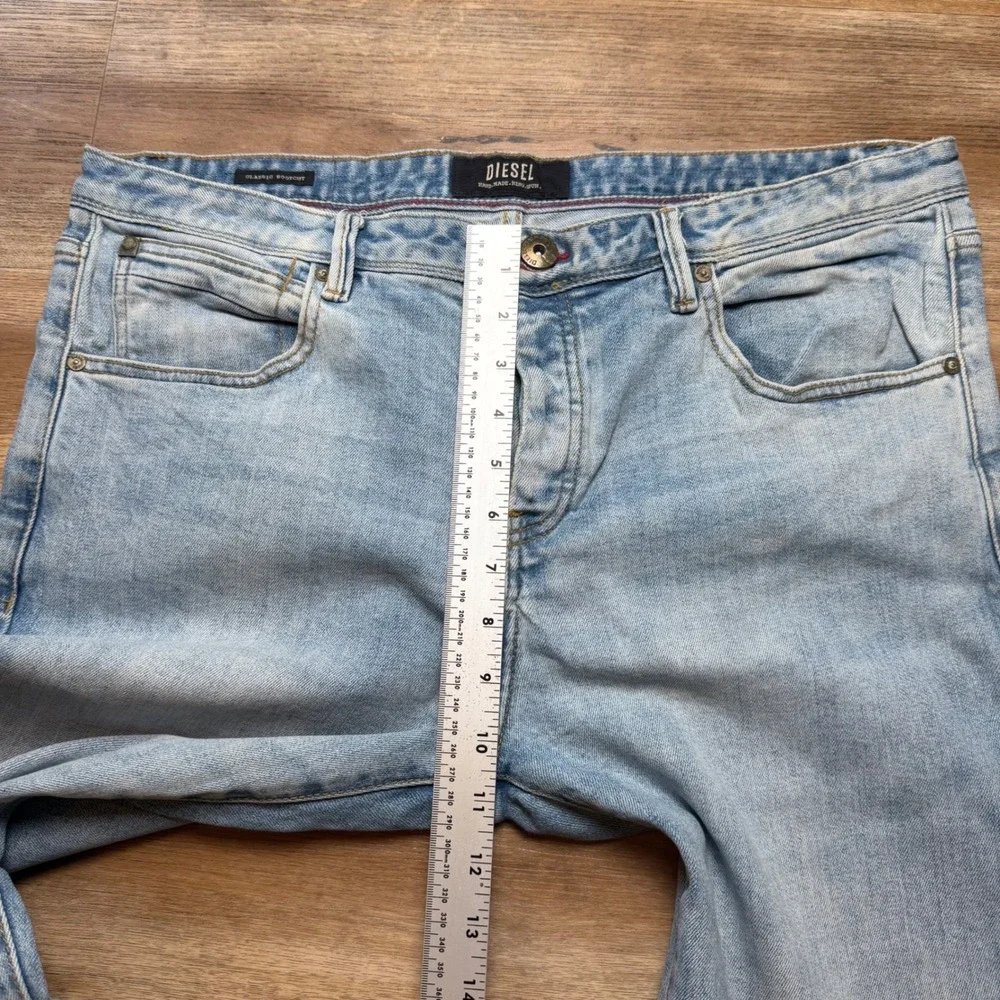 Diesel Classic Bootcut Jeans Mens 36x32 Light Wash Blue Stretch Denim Button Fly